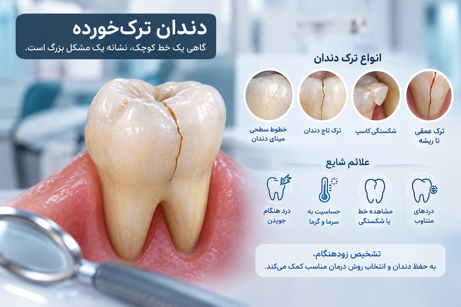 دندان ترک‌خورده چیست؟ علائم و روش‌های درمان